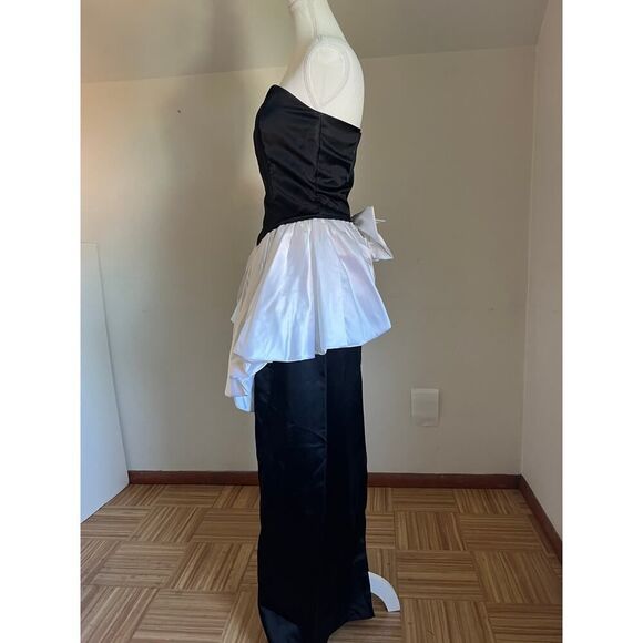 Vintage Formal Evening Ballgown Black Tie Peplum Poofy Strapless Maxi Size‎ 6 - Picture 8 of 9